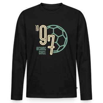 26. Geburtstag Fußballer 26 Jahre Jahrgang 1997 - Männer Premium Bio Langarmshirt - Schwarz - Vorne - Nico (187cm)
