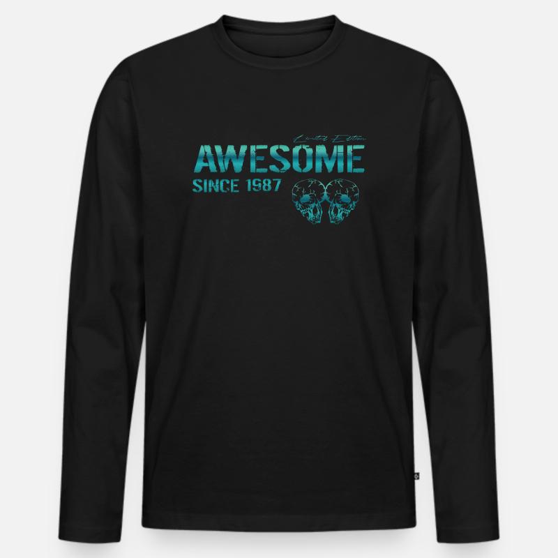 Awesome since 1987 Geschenk - Männer Premium Bio Langarmshirt - Schwarz