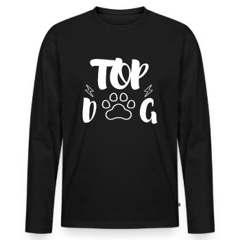 TOP DOG - Männer Premium Bio Langarmshirt - Schwarz - Vorne - Nico (187cm)