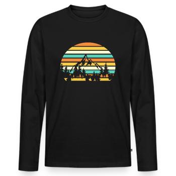 Berg Berge Retro Gletscher Natur - Männer Premium Bio Langarmshirt - Schwarz - Vorne - Nico (187cm)