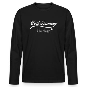 C’est l’amour à plage - T-shirt manches longues Premium bio Homme - noir - Devant - Nico (187cm)