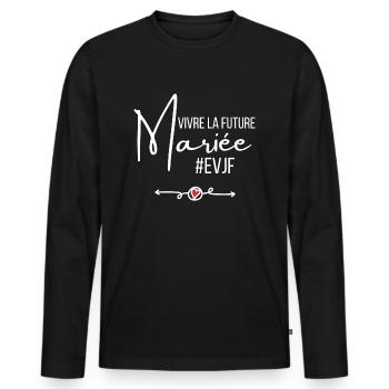 Vivre la future mariée - T-shirt manches longues Premium bio Homme - noir - Devant - Nico (187cm)