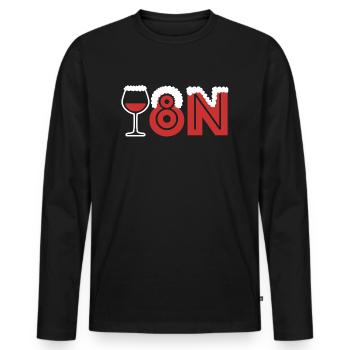 Weihnachten | Wein, Party, feiern, Geschenke - Männer Premium Bio Langarmshirt - Schwarz - Vorne - Nico (187cm)