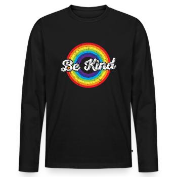 LGBTQ Be Kind Gay Pride LGBT Allié Drapeau arc-en-ciel - T-shirt manches longues Premium bio Homme - noir - Devant - Nico (187cm)