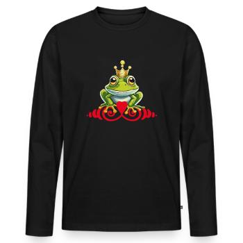 Frog Prince Kiss King - Men's Premium Organic Long Sleeve Shirt - black - Front - Nico (187cm)
