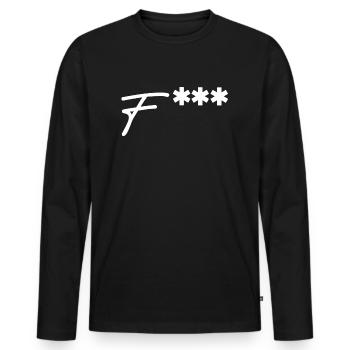 Fuck | zensiert, Provokation, lustige Sprüche - Männer Premium Bio Langarmshirt - Schwarz - Vorne - Nico (187cm)