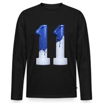 NO. 11 NUMBER 11 BLUE WHITE 11TH BIRTHDAY - Men's Premium Organic Long Sleeve Shirt - black - Front - Nico (187cm)