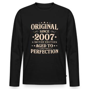 Original since 2007 Vintage Birthday Gift - Men's Premium Organic Long Sleeve Shirt - black - Front - Nico (187cm)