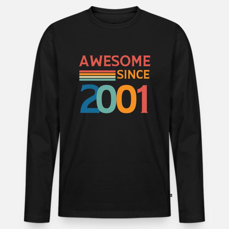 Großartig seit 2001 - Männer Premium Bio Langarmshirt - Schwarz