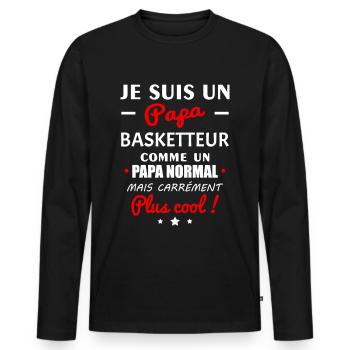 Je suis un papa basketteur, fête des pères, noël - T-shirt manches longues Premium bio Homme - noir - Devant - Nico (187cm)