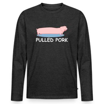 Pulled Pork | Schwein, Grill, Party, Fleisch - Männer Premium Bio Langarmshirt - Anthrazit meliert - Vorne - Nico (187cm)