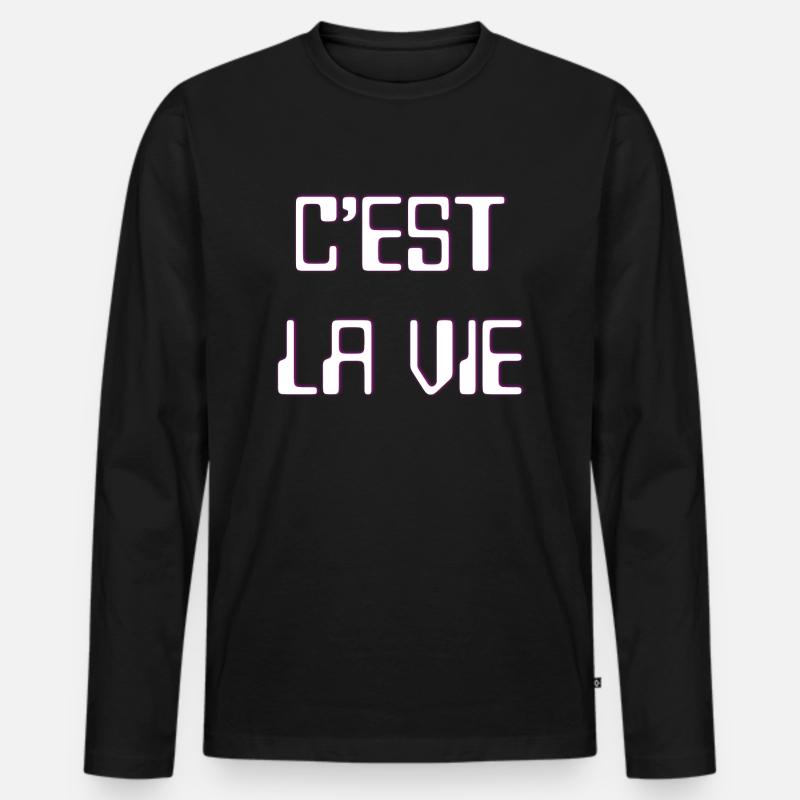 C'est la vie - Männer Premium Bio Langarmshirt - Schwarz
