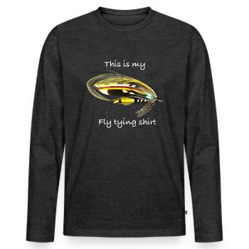 Das ist mein Fliegenbindehemd Jock Scott - Männer Premium Bio Langarmshirt - Anthrazit meliert - Vorne - Nico (187cm)