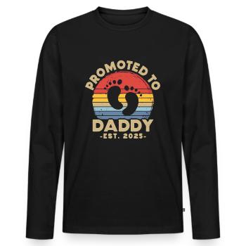Promu papa pour 2025 - T-shirt manches longues Premium bio Homme - noir - Devant - Nico (187cm)