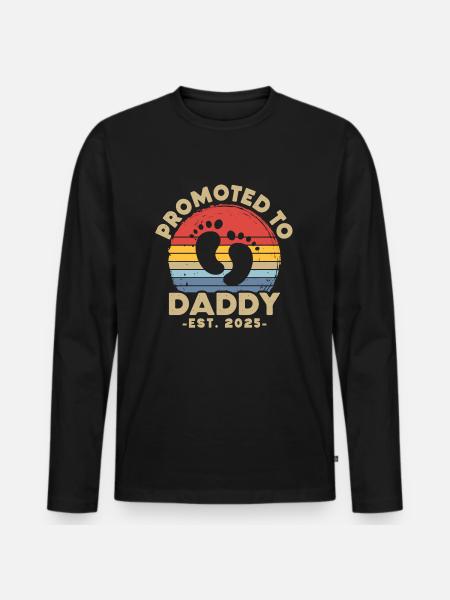 Promu papa pour 2025 - T-shirt manches longues Premium bio Homme - noir