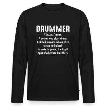 Définition du batteur de tambour - T-shirt manches longues Premium bio Homme - noir - Devant - Nico (187cm)