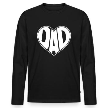 Dad Herz Papa Vatertag Vatertagsgeschenk - Männer Premium Bio Langarmshirt - Schwarz - Vorne - Nico (187cm)