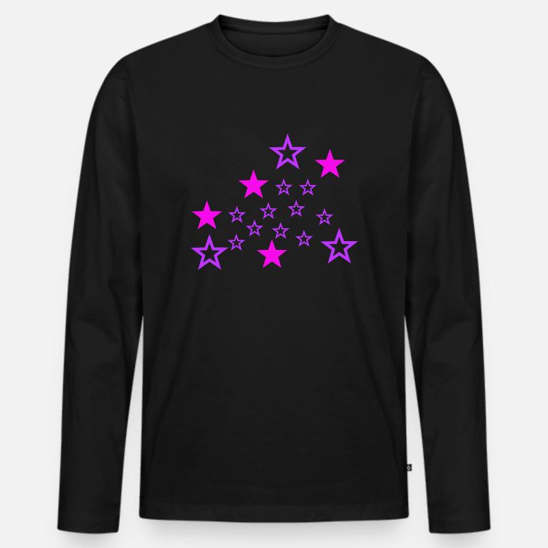 Sterne - Männer Premium Bio Langarmshirt - Schwarz