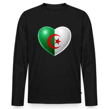 Heart (Algeria / Algeria) - Men's Premium Organic Long Sleeve Shirt - black - Front - Nico (187cm)
