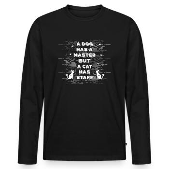 Lustiger Katzen Spruch Geschenk - Männer Premium Bio Langarmshirt - Schwarz - Vorne - Nico (187cm)