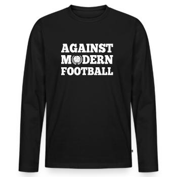 Gegen modernen Fußball - Männer Premium Bio Langarmshirt - Schwarz - Vorne - Nico (187cm)