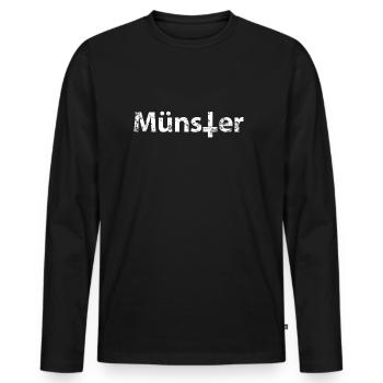 Schwarzes Münster - Männer Premium Bio Langarmshirt - Schwarz - Vorne - Nico (187cm)