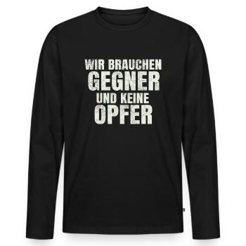 Wir brauchen Gegner Shirt - Männer Premium Bio Langarmshirt - Schwarz - Vorne - Nico (187cm)