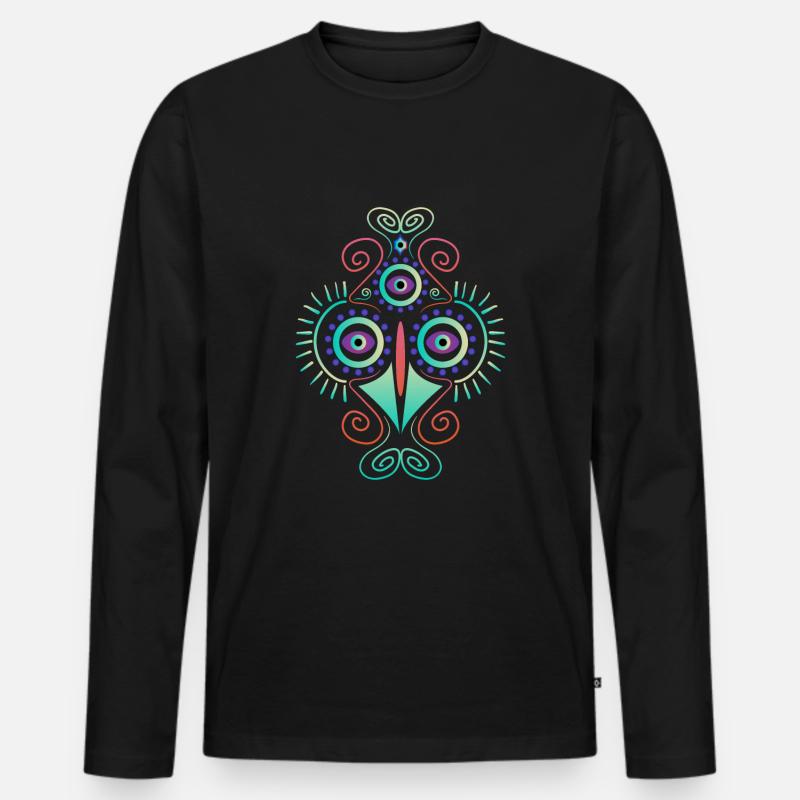 Psychedelics Vogelmuster Geschenkidee - Männer Premium Bio Langarmshirt - Schwarz