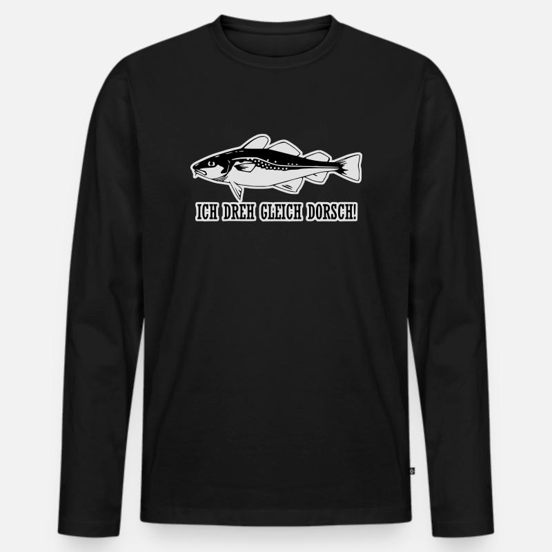 Ich dreh gleich Dorsch! - Männer Premium Bio Langarmshirt - Schwarz