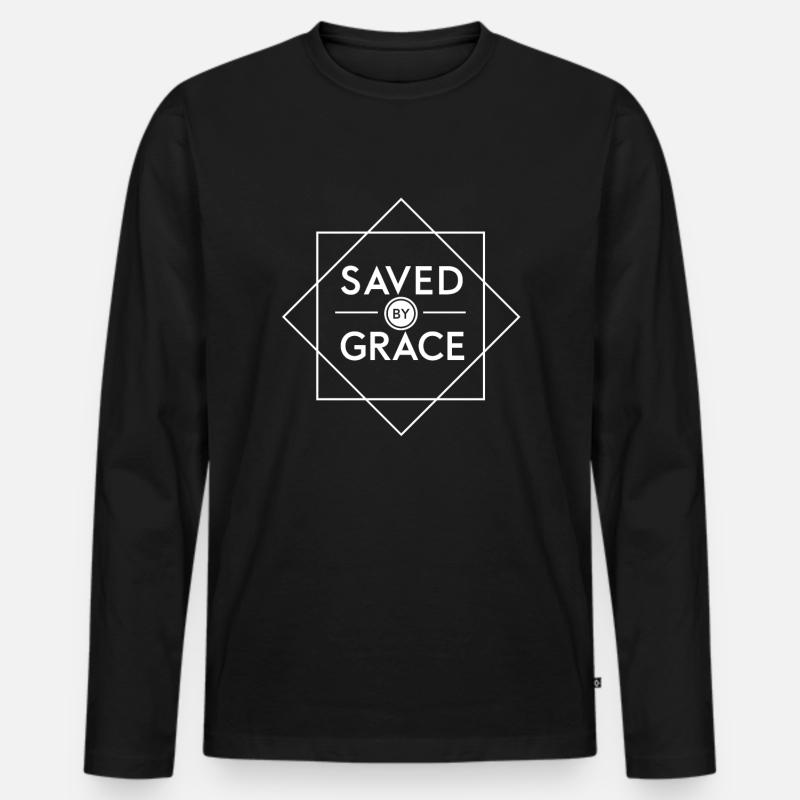 Gerettet durch Gnade, Christlich - Männer Premium Bio Langarmshirt - Schwarz