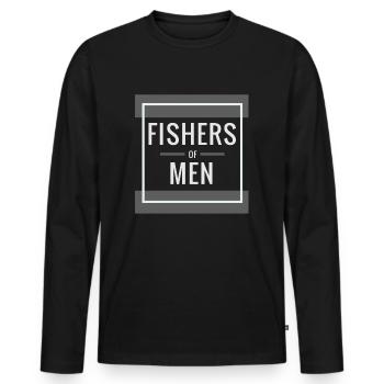 Menschenfischer, Christlich - Männer Premium Bio Langarmshirt - Schwarz - Vorne - Nico (187cm)