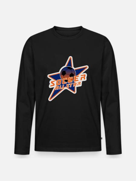 Fußball star - Männer Premium Bio Langarmshirt - Schwarz