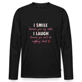 Des phrases drôles de sœur - T-shirt manches longues Premium bio Homme - noir - Devant - Nico (187cm)