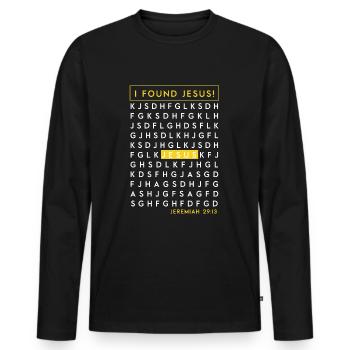 J’ai trouvé Jésus. - T-shirt manches longues Premium bio Homme - noir - Devant - Nico (187cm)
