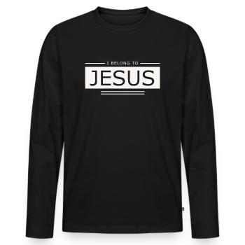 Jésus - j'appartiens à Jésus - Jésus - T-shirt manches longues Premium bio Homme - noir - Devant - Nico (187cm)