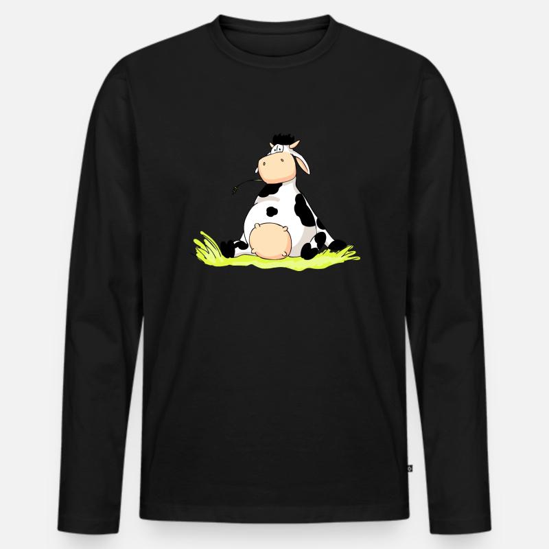 Sitting Cow - Männer Premium Bio Langarmshirt - Schwarz