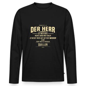 Espoir pour tous, psaume, versets bibliques, berger, monsieur - T-shirt manches longues Premium bio Homme - noir - Devant - Nico (187cm)
