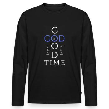 God is good, all time - Christian, Christian - Men's Premium Organic Long Sleeve Shirt - black - Front - Nico (187cm)