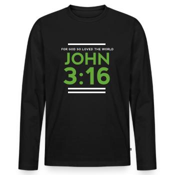 Jean 3: 16 - T-shirt manches longues Premium bio Homme - noir - Devant - Nico (187cm)