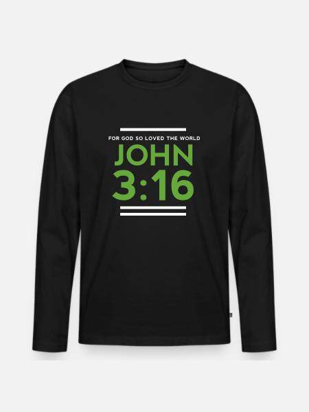John 3: 16 - Men's Premium Organic Long Sleeve Shirt - black