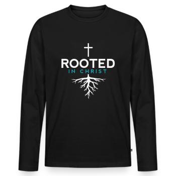 Au fond de Jésus enraciné - Christian - T-shirt manches longues Premium bio Homme - noir - Devant - Nico (187cm)