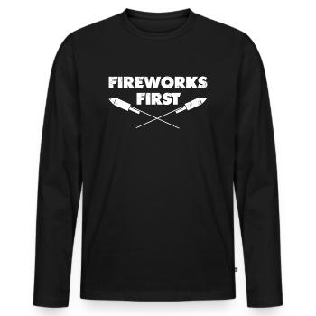 Feu d'artifice premier Pyro - T-shirt manches longues Premium bio Homme - noir - Devant - Nico (187cm)
