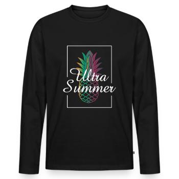 Summer, pineapple - Men's Premium Organic Long Sleeve Shirt - black - Front - Nico (187cm)