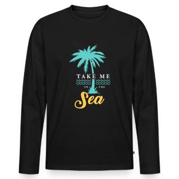 Nimm mich mit zum Meer - Männer Premium Bio Langarmshirt - Schwarz - Vorne - Nico (187cm)