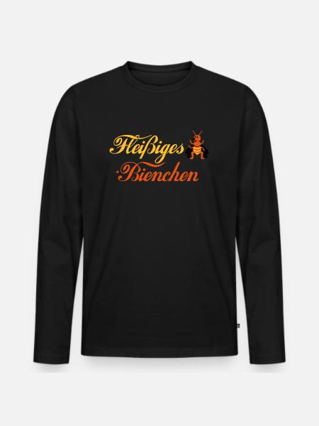 Fleißiges-Bienchen + Biene seitlich - Männer Premium Bio Langarmshirt - Schwarz