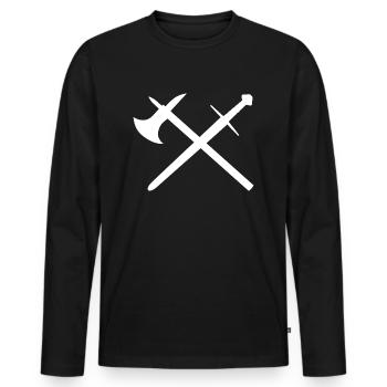 Épée et hache - T-shirt manches longues Premium bio Homme - noir - Devant - Nico (187cm)