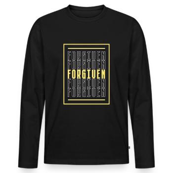 pardonné - T-shirt manches longues Premium bio Homme - noir - Devant - Nico (187cm)