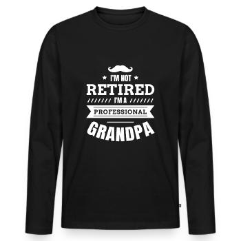 Grand-père - grand-père professionnel - cadeau grand-père - T-shirt manches longues Premium bio Homme - noir - Devant - Nico (187cm)