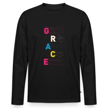 Grâce - Conception chrétienne - Grace - T-shirt manches longues Premium bio Homme - noir - Devant - Nico (187cm)