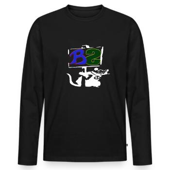 Logo Banksy Style blanc - T-shirt manches longues Premium bio Homme - noir - Devant - Nico (187cm)